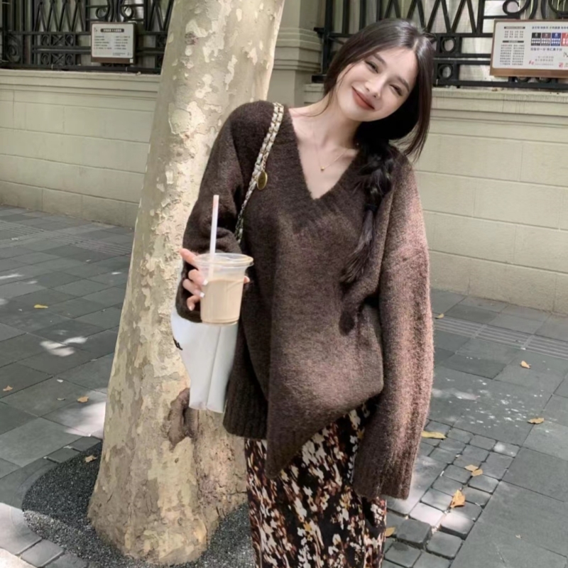 冬季新款韓系寬鬆慵懶風套頭毛衣女小個子中長款加厚針織衫上衣潮