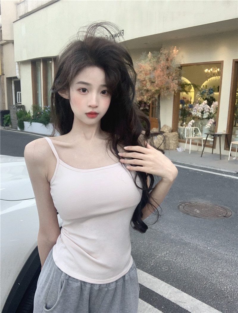 實拍~優越外擴顯胸帶胸墊可拆卸磨毛吊帶背心內搭bra