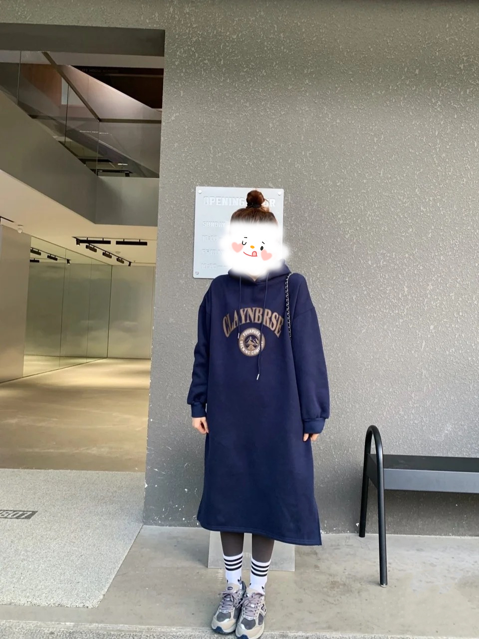 250克大衛衣 雙層帽 秋冬季韓版簡約休閒開叉連衣裙衛衣女