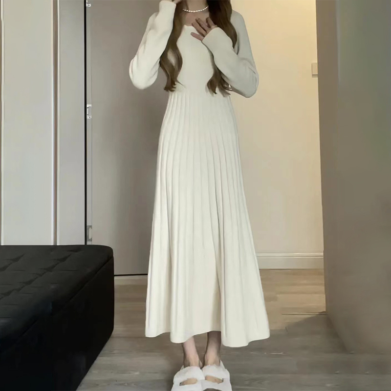 Good quality tea break French stepmother dress children's coat with knitted sweater long skirt autumn and winter