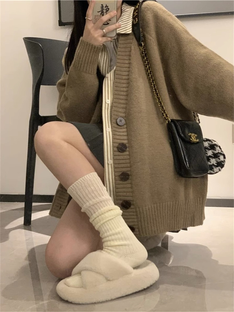 2023年新款慵懶風毛衣開衫外套女秋設計感寬鬆顯瘦百搭氛圍感上衣