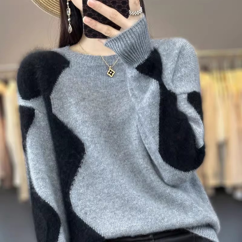 北極絨腈綸35%錦綸40%PBT25%圓領套頭秋冬季新款打底毛衣針織衫