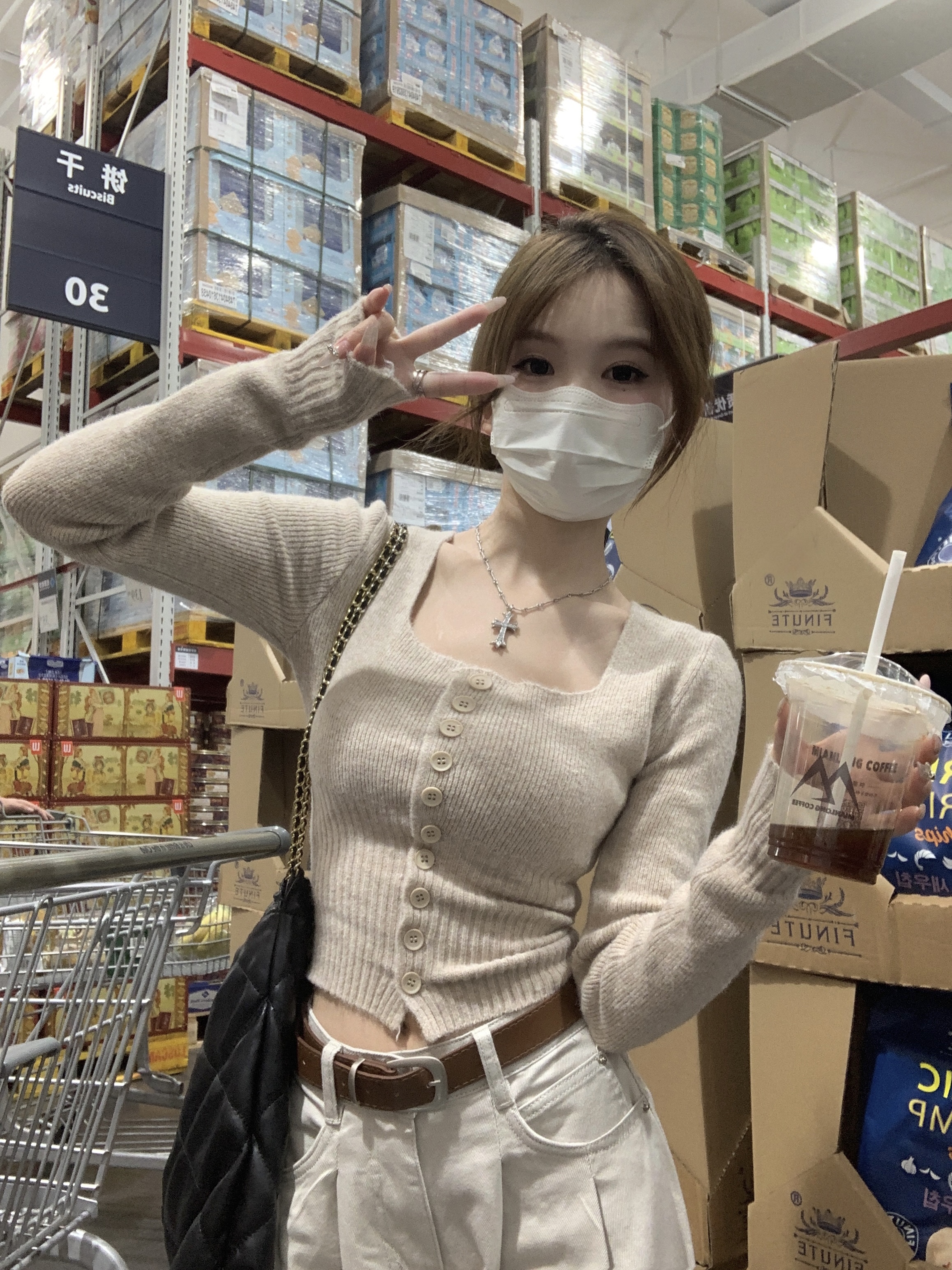 實拍~秋冬溫柔時尚法式氣質收腰顯瘦打底短款打底毛針織上衣