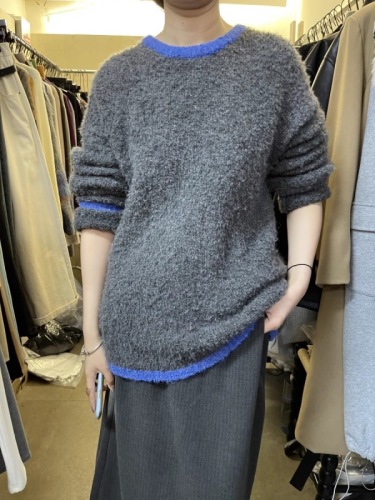 新款冬季韩版慵懒撞色圈圈纱羊毛针织毛衣厚实宽松套头上衣女