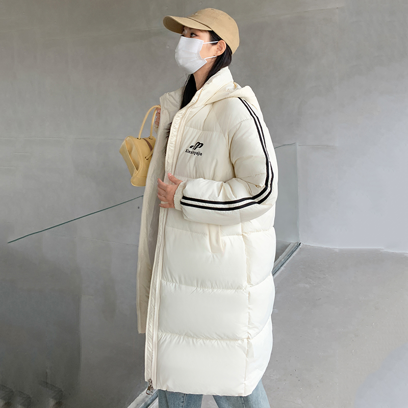 實拍羽絨服女中長款2023冬季新款韓版bf寬鬆加厚棉衣ins外套棉服