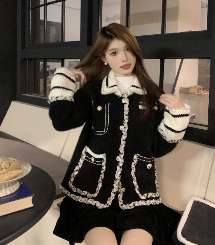 Real shot 2023 autumn and winter new heavy industry thickened tweed high-end loose short jacket women's tops