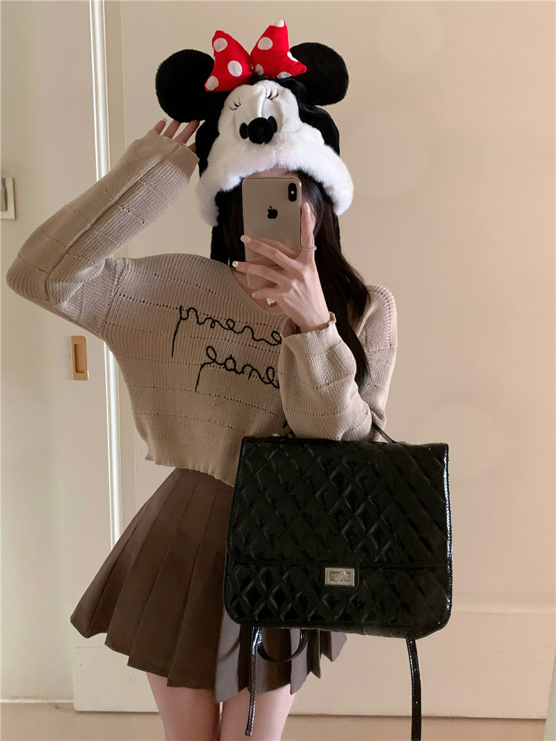 實拍 洋氣減齡V領毛衣女寬鬆百搭短款針織上衣