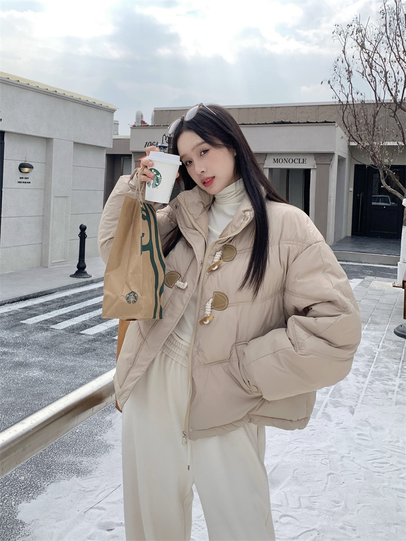 實拍~牛角扣加厚立領麵包服甜美小個子冬季棉服外套