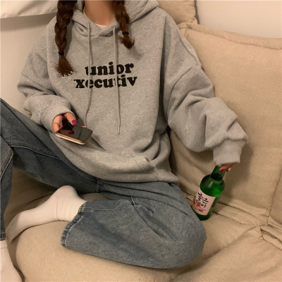 American campus sweatshirt for women 2023 new autumn bf lazy style loose and versatile long-sleeved hooded top ins trend