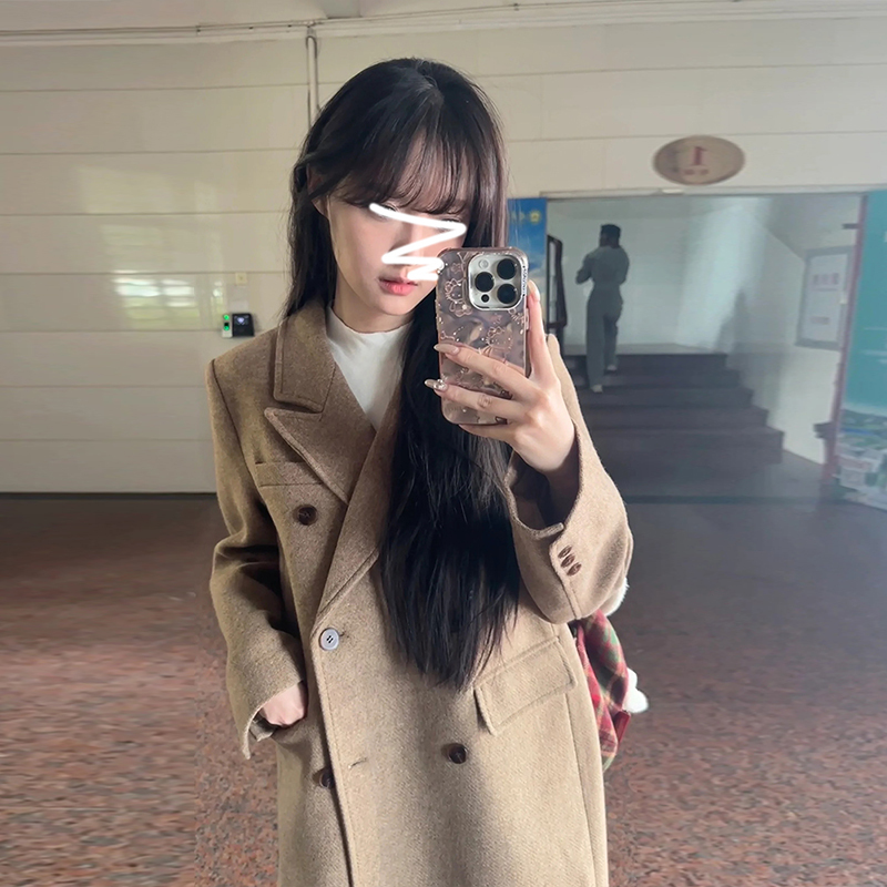 小個子赫本風大衣女秋冬季2023年新款韓系高級感中長款毛呢子外套