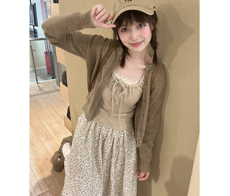 PinkstarShop Autumn Maillard wears knitted cardigan and sweater brown slim coat for women