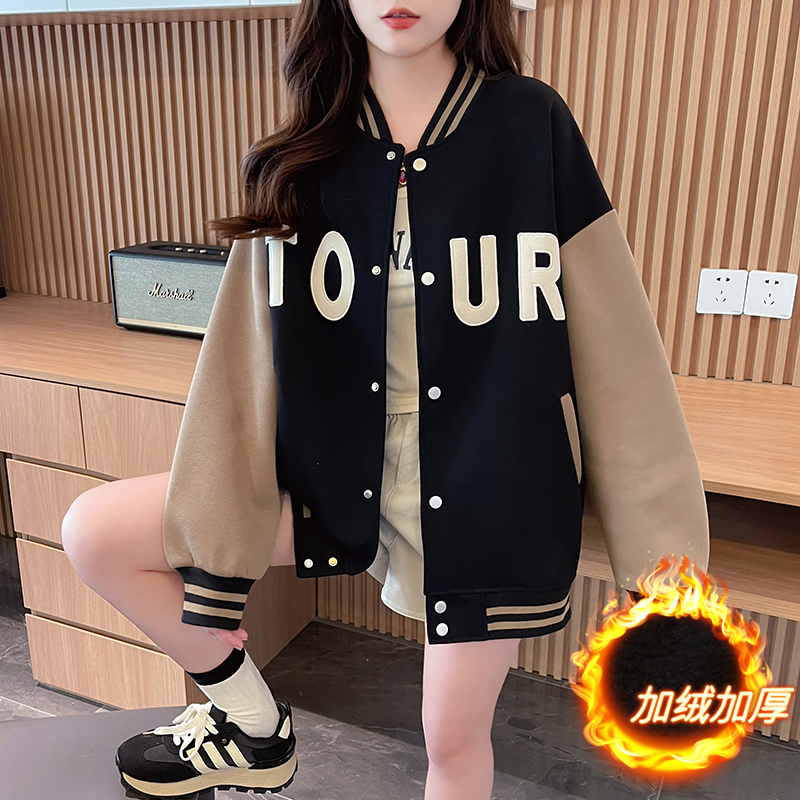 Actual shot-winter pure cotton Chinese cotton composite silver fox velvet | back collar | embroidered contrasting color baseball jacket for women