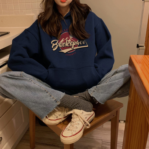 Thin 320g polyester fiber 67% cotton 30% other 3% hooded sweatshirt, American retro lazy style