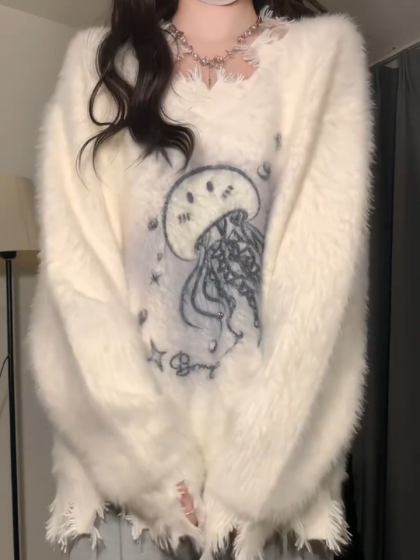 今年流行的漂亮毛衣女秋冬2023新款韓版復古軟糯慵懶風流蘇針織衫