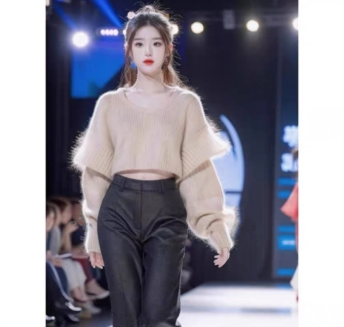 新款针织衫女韩国东大门外贸网红同款GLYP优质慵懒风秋冬毛衣