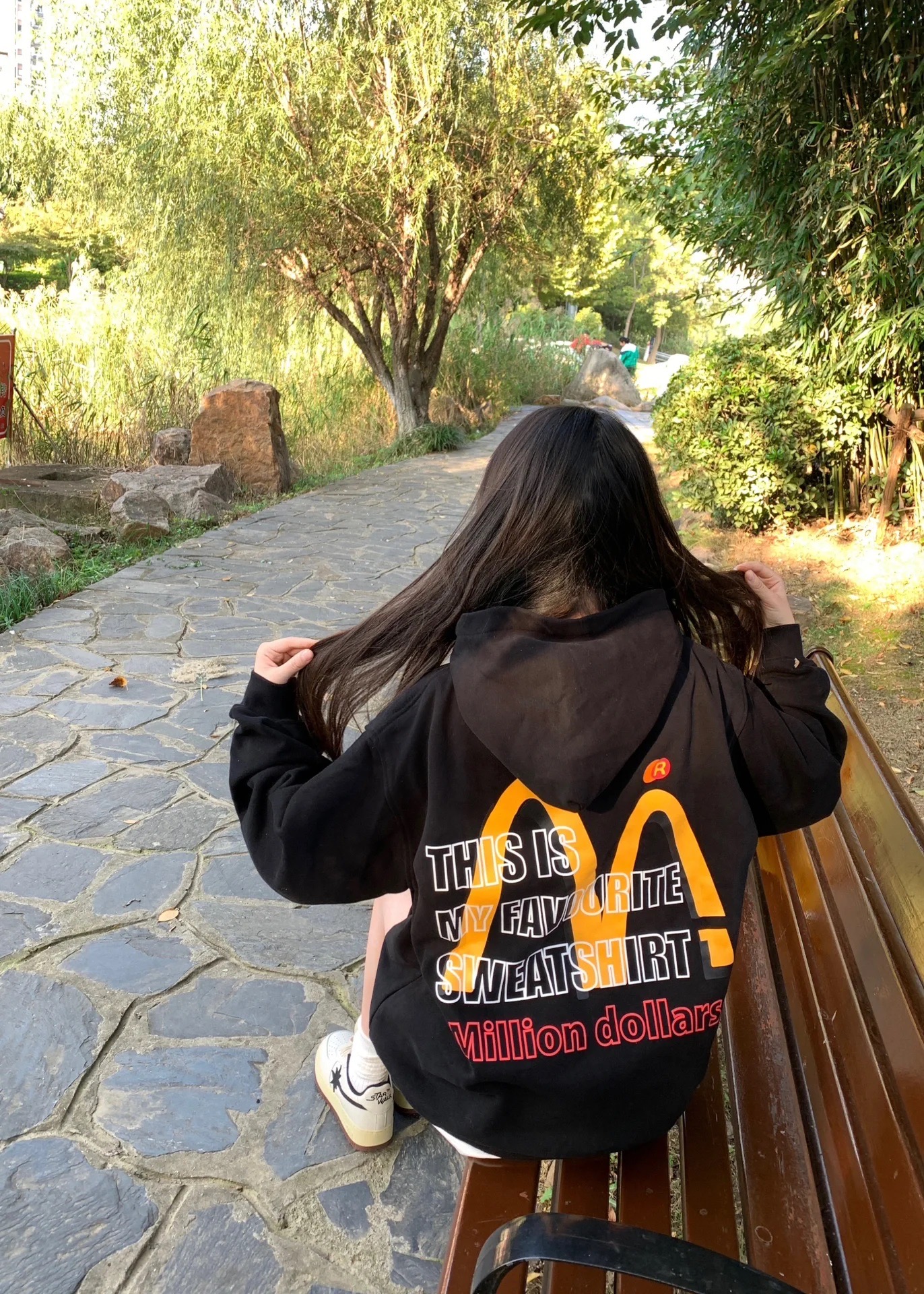 秋冬季新款美式麥當勞衛衣男女連帽寬鬆ins潮牌純棉加絨加厚情侶