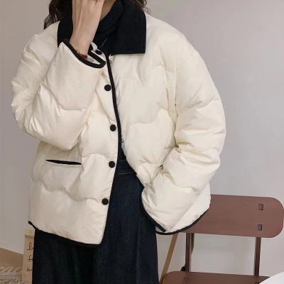 Korean ins corduroy lapel Dongdaemun light down jacket women's short small fragrance cotton casual jacket winter