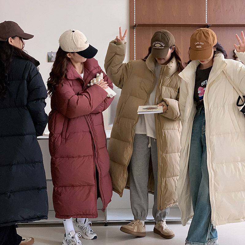 Dongdaemun 2023 New Korean Style Large Quilt Down Jacket Women's Extra Long Over-the-Knee Thickened Loose Street Jacket
