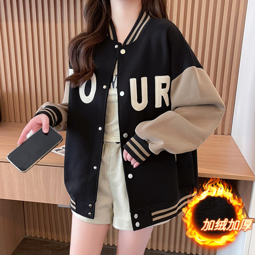 Actual shot-winter pure cotton Chinese cotton composite silver fox velvet | back collar | embroidered contrasting color baseball jacket for women