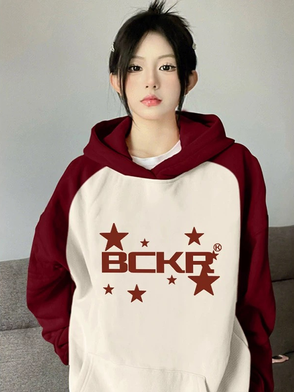 一眼就被吸引到！設計感小眾插肩連帽衛衣女款oversize加絨情侶裝