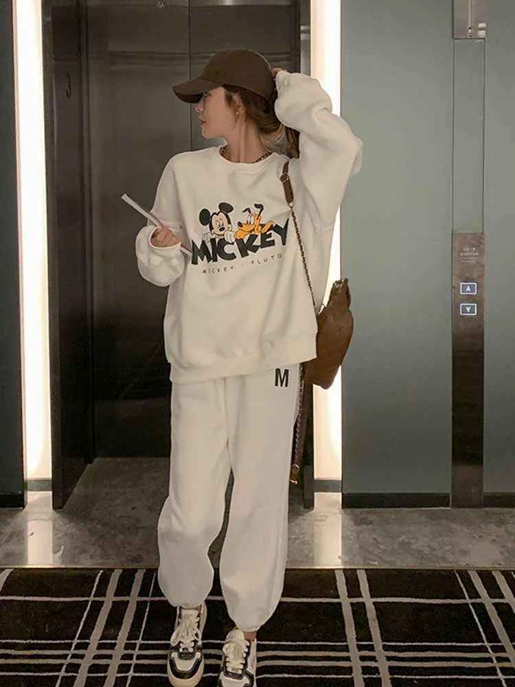 時尚休閒運動套裝女2023秋季洋氣寬鬆顯瘦慵懶oversize衛衣兩件套