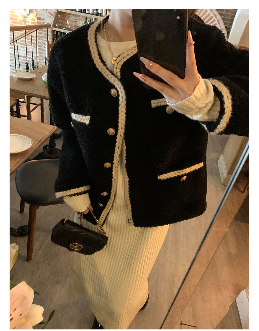 紅色小香風羊羔毛絨外套女設計感小眾上衣秋冬新款加絨加厚學生女