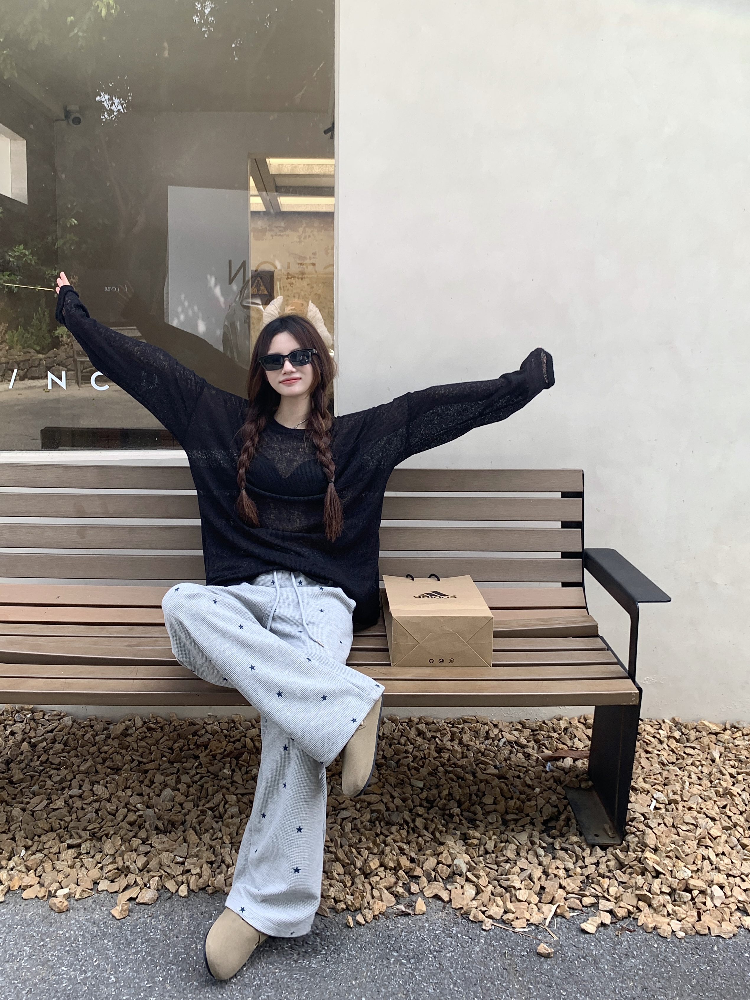 Real shot Lazy and comfortable sun protection cover-up T-shirt autumn new loose long-sleeved small casual top for women