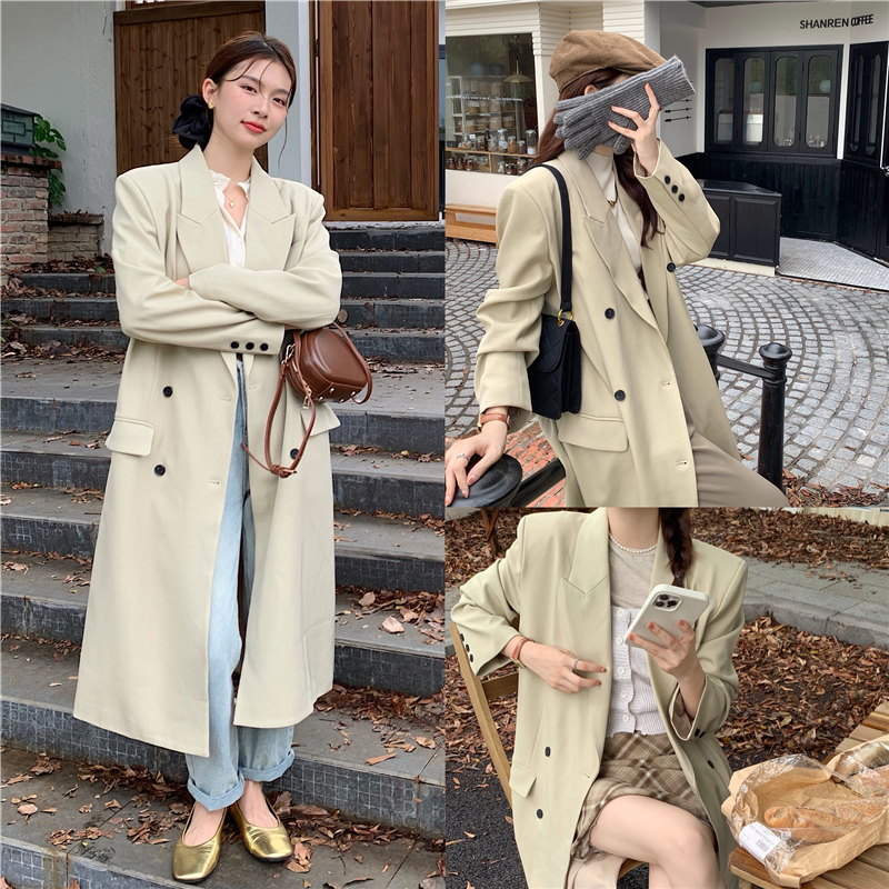 Actual shot of Korean chic, versatile and easy to wear long suit and long coat