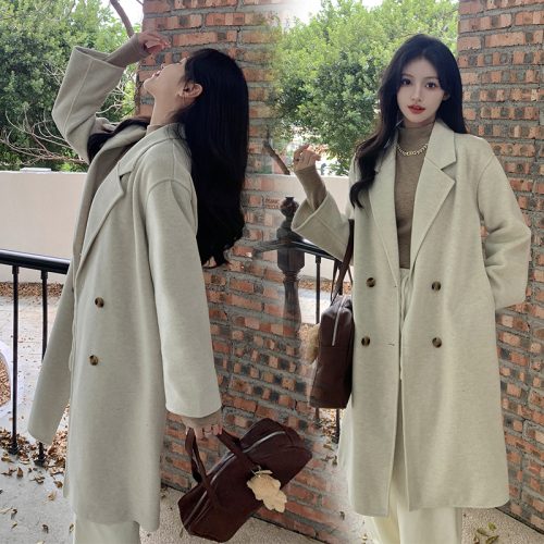 Actual shot~Double-sided woolen woolen coat for women mid-length 2023 new winter high-end Korean style woolen coat