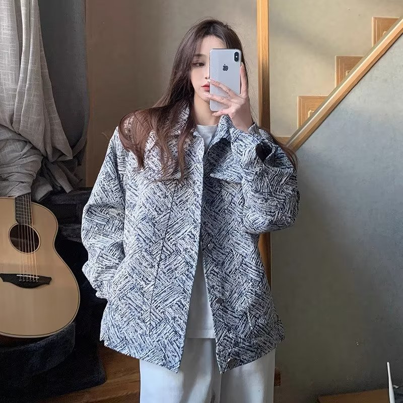 Retro lazy design niche versatile small fragrance jacket women's spring and autumn loose slim versatile jacket cardigan