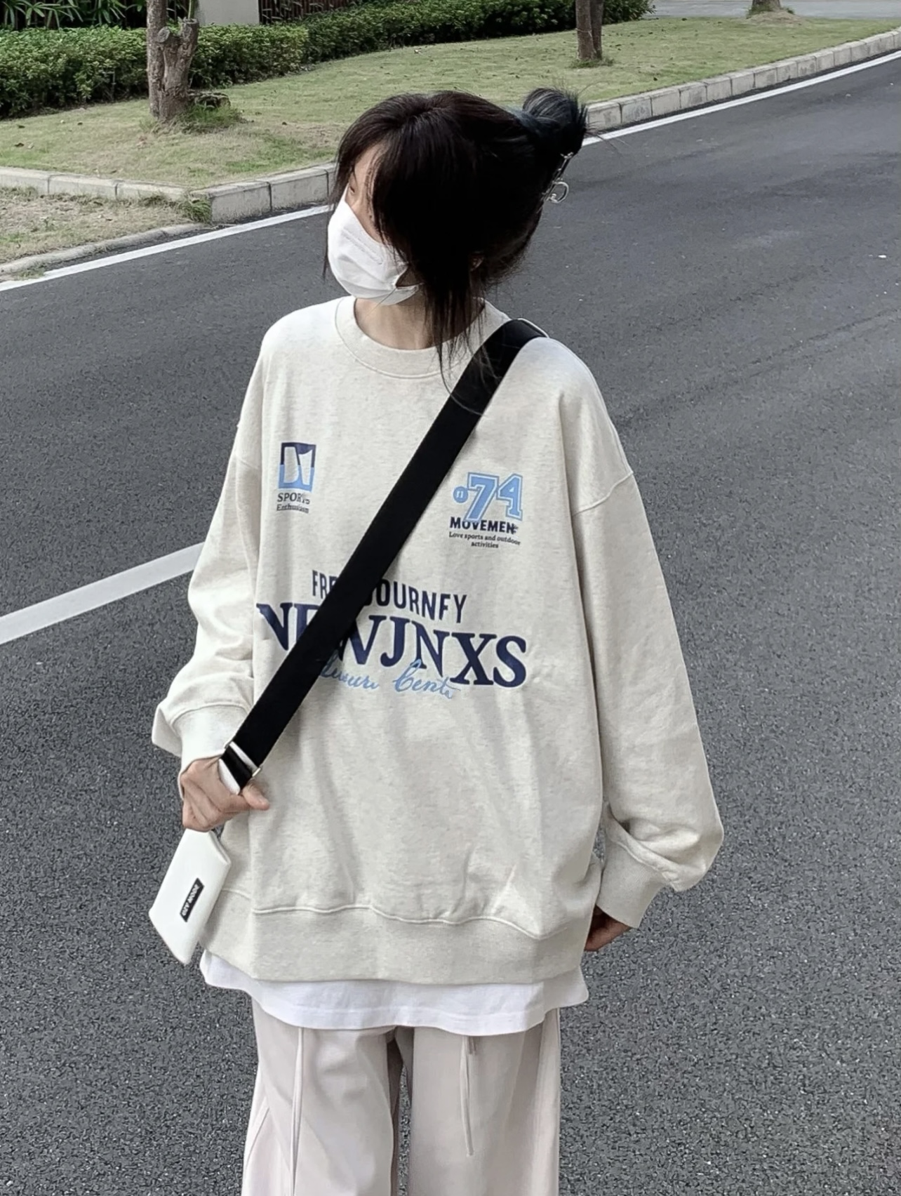 大衛衣韓版圓領2023秋冬款潮衛衣女裝加絨