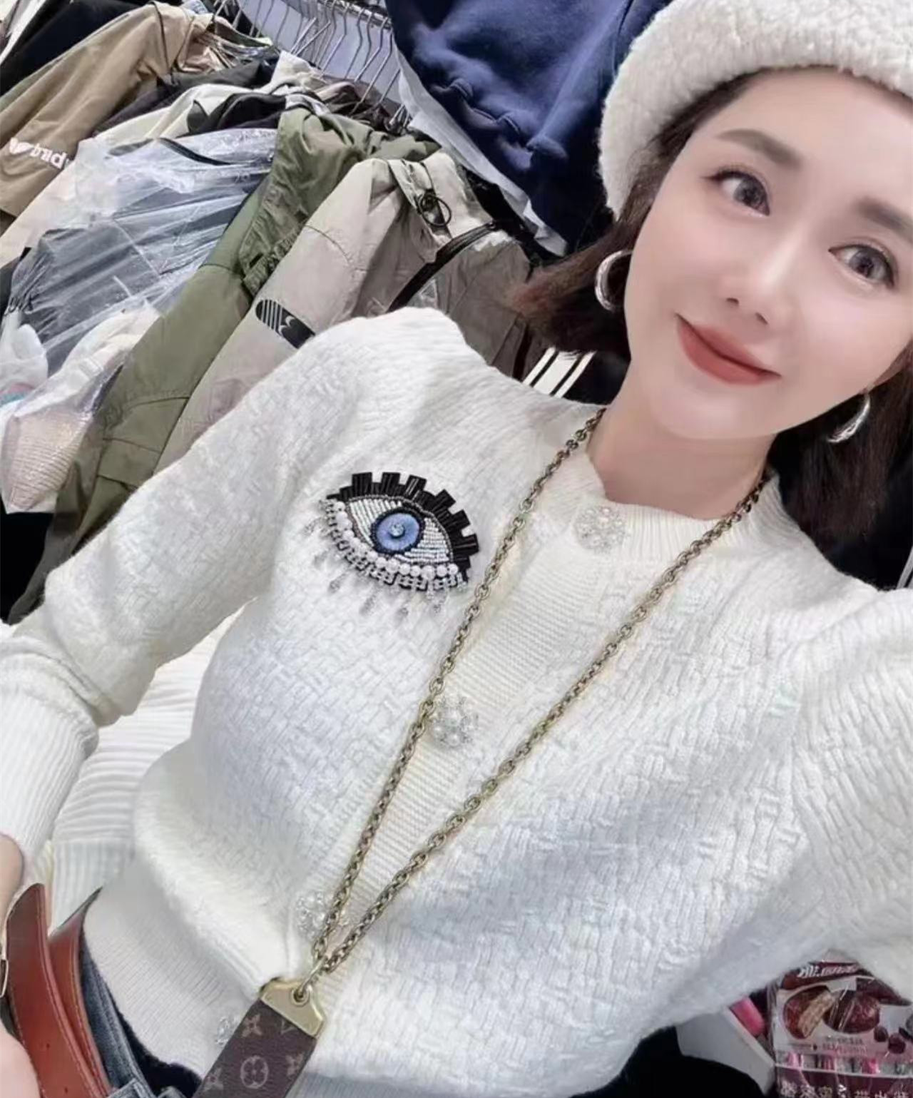 黑色針織開衫今年流行漂亮上衣氣質高級感慵懶風毛衣外套女秋冬季