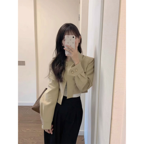  new French style lining suit jacket for women autumn design loose short top for women