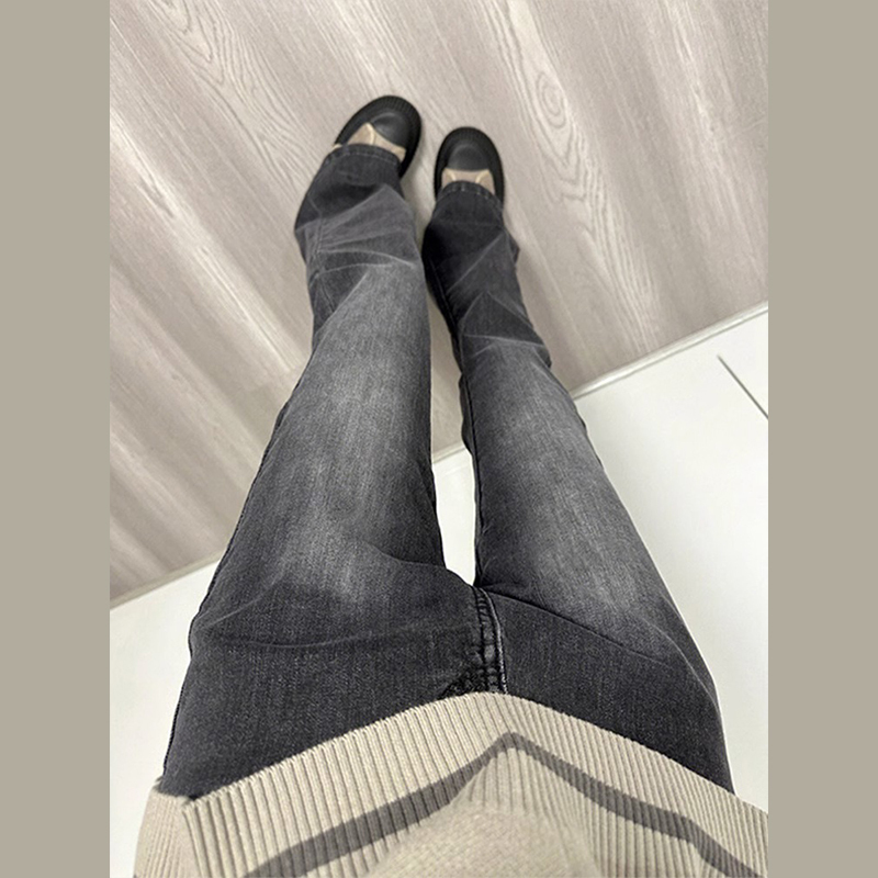 美式復古微喇叭牛仔褲子女秋冬新款2023闊腿直筒顯瘦高腰長褲