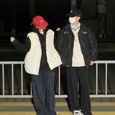 2023 new style detachable sleeves two-wear down jacket for women Korean style loose couple oversize jacket trendy
