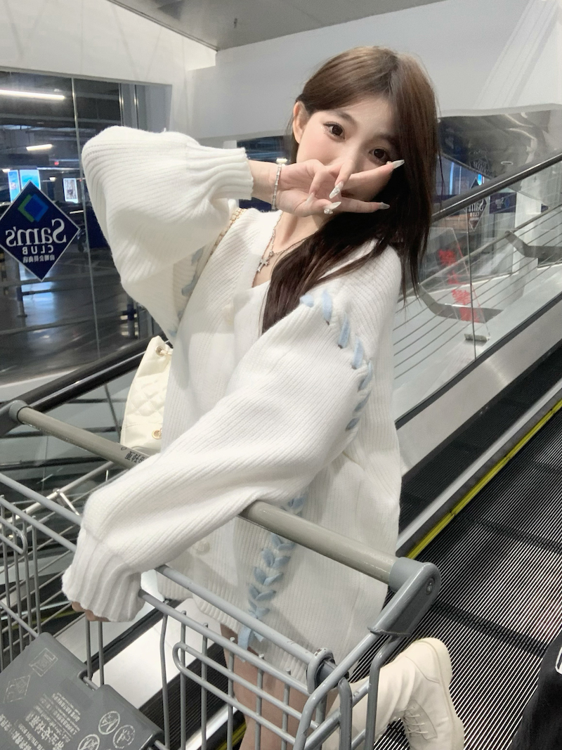 實拍 日系軟糯慵懶風開衫毛衣外套女秋冬寬鬆中長款外穿針織上衣
