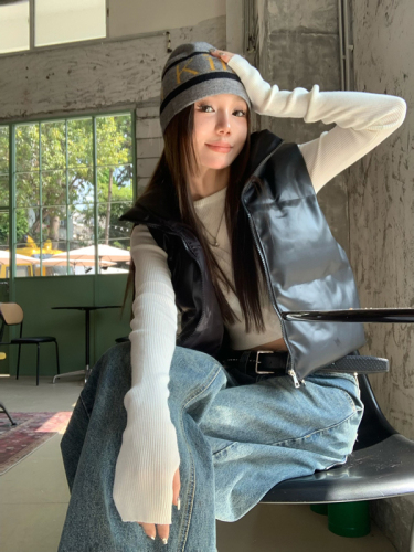 实拍  冬天韩版PU皮羽绒马甲女时尚洋气短款背心外套