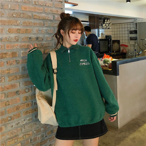 2023 autumn and winter large size imitation lamb wool sweatshirt women's hooded autumn and winter thickened and cashmere lambswool