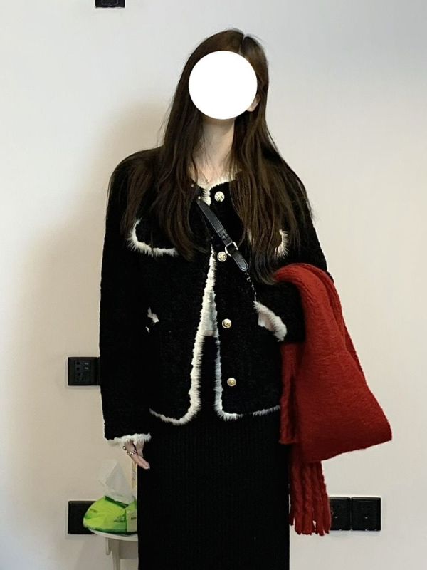 冬季小香風羊羔毛外套女2023新款小個子法式高級感加厚毛毛絨上衣