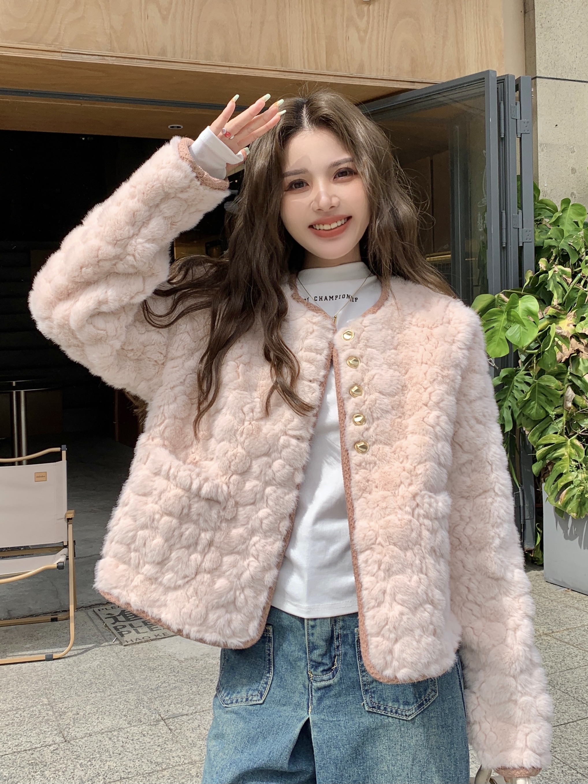 秋冬新款韓版洋氣毛絨外套皮毛一體上衣半高領打底衫女 實拍