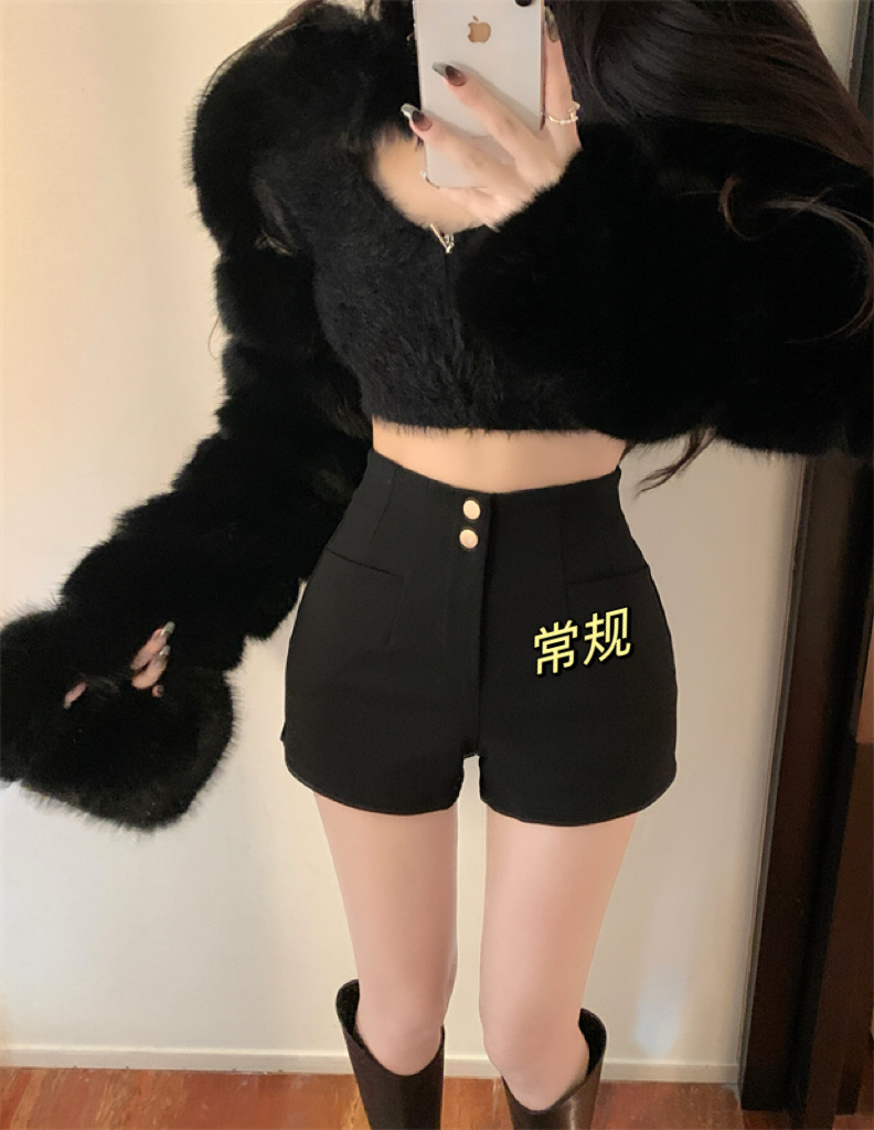 實拍  秋冬黑色打底休閒外穿辣妹顯瘦A字高腰辣妹靴褲