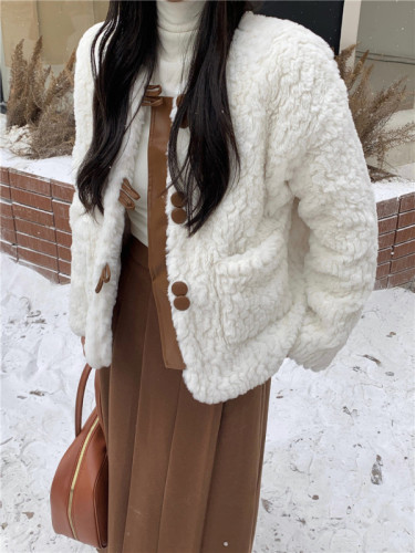 Actual shot ~ Winter new Korean style soft fur thickened high-end design fur one-piece jacket