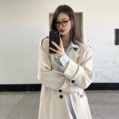 Windbreaker 2023 new style for women, mid-length and small, this year's popular spring and autumn Hepburn style coats and coats are high-end