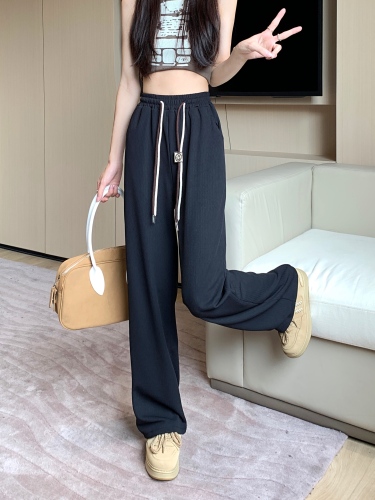 Smiling Corduroy Chenille Wide Leg Casual Pants Girls Spring and Autumn New Style Loose High Waist Slimming Straight