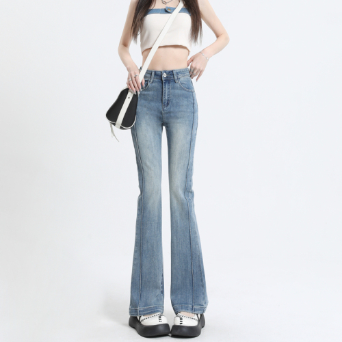 Actual shot of  autumn fashion monthly sales of 100,000+ internet celebrity jeans for women with bell bottoms