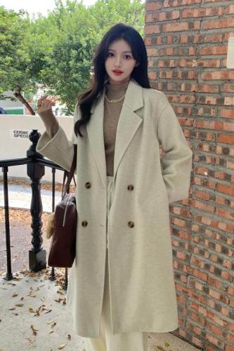 Actual shot~Double-sided woolen woolen coat for women mid-length 2023 new winter high-end Korean style woolen coat