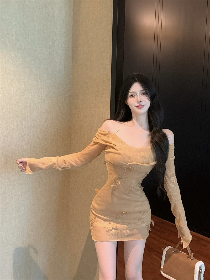 實拍  蝴蝶公主 純欲蕾絲蝴蝶掛脖連衣裙