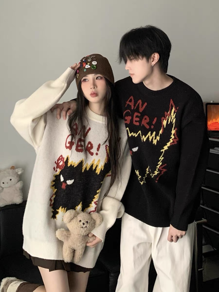 特別的情侶裝毛衣秋冬季2023新款慵懶風超火高級感加厚針織衫外套