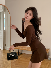 ~Photographed Melleid Sexy Spicy V-Neck 3D Rose Umbrella Swing Bag Trousers Skirt Bodycon Skimming Waist Dress