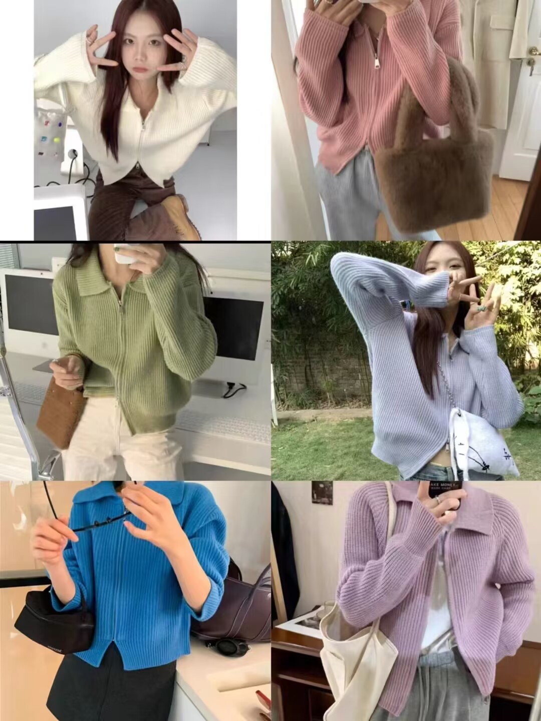 Korean style autumn new knitted cardigan loose lazy style lapel top outer layer